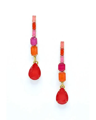 Shop Elizabeth Cole Constance Linear Glass Drop Earrings In Red/pink