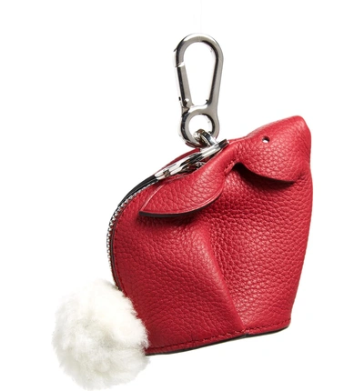Shop Loewe Bunny Bag Charm With Genuine Shearling In Raspberry