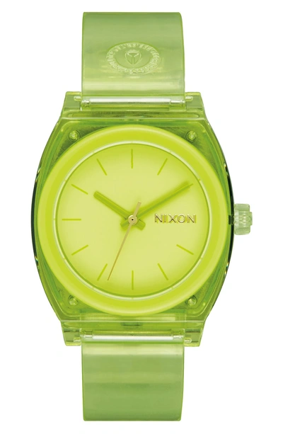 Shop Nixon The Time Teller Strap Watch, 31mm In Lime