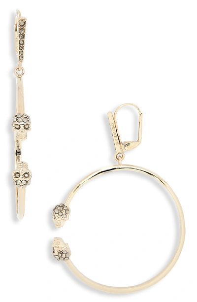 Shop Alexander Mcqueen Creolo Skull Hoop Earrings In Metallic Gold