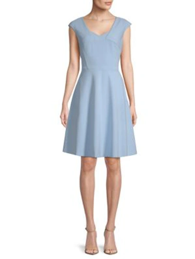 Shop Calvin Klein Cap-sleeve Fit-&-flare Dress In Serene