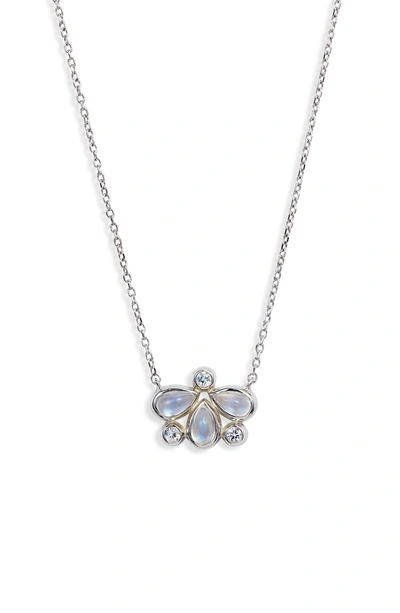 Shop Anzie Bezel Bouquet Fleur Blue Moonstone Necklace In Blue Moonstone/ Sapphire