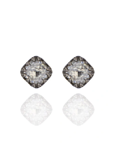 Shop Larkspur & Hawk Jane Small Button Earrings In Dove In White