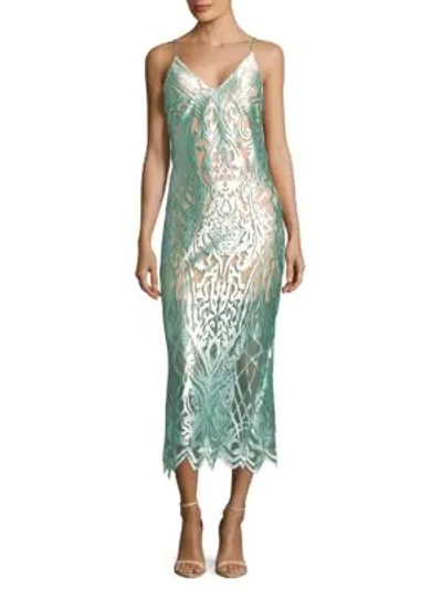 Shop Abs By Allen Schwartz Intricate Mesh Slip Dress In Seafoam