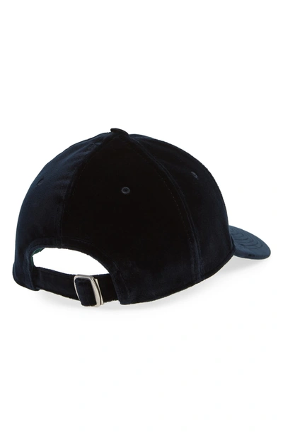 Shop Gucci Velvet Baseball Cap In Midnight Blue