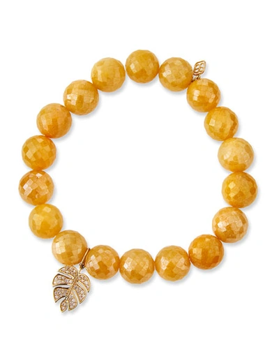 Shop Sydney Evan Yellow Silverite & Diamond Monstera Leaf Bracelet