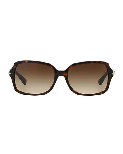 Shop Coach Rectangle Acetate Sunglasses In Havana