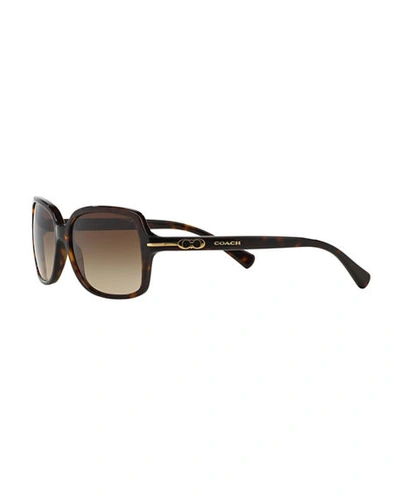 Shop Coach Rectangle Acetate Sunglasses In Havana