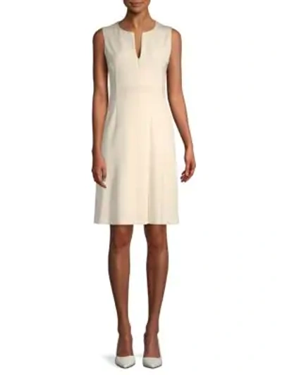 Shop Akris Stretch-silk Sleeveless Knee-length Dress In Off White