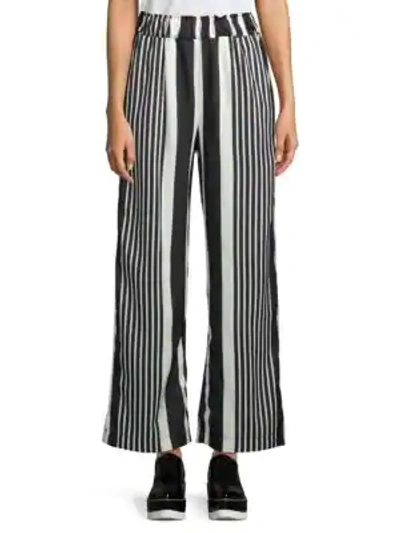 Shop Haute Rogue Striped Wide-leg Pants In Black