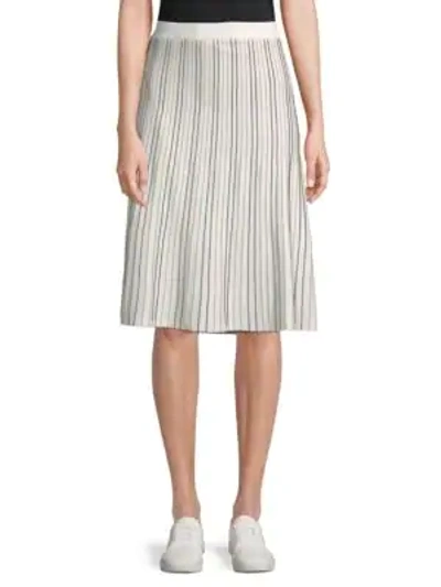 Shop Calvin Klein Stripe Flare Skirt In White