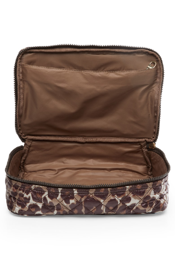 Mz Wallace Quilted Zip Around Cosmetic Bag In Leopard Print | ModeSens