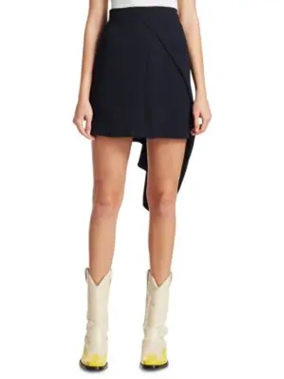 Shop Calvin Klein 205w39nyc Asymmetrical Draped Mini Skirt In Dark Navy
