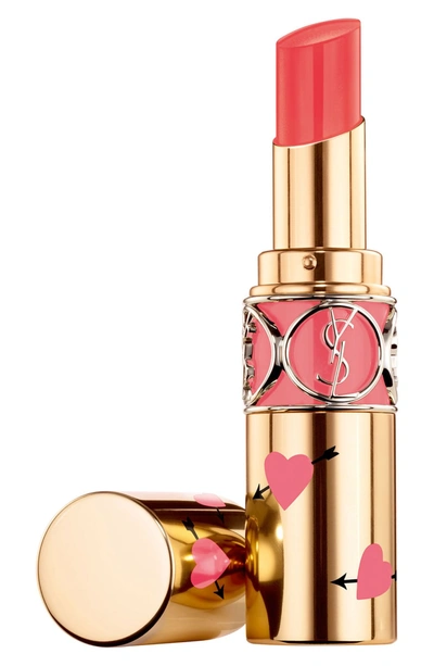Shop Saint Laurent Heart And Arrow Rouge Volupte Shine Collector Oil-in-stick Lipstick - Corail Spontini
