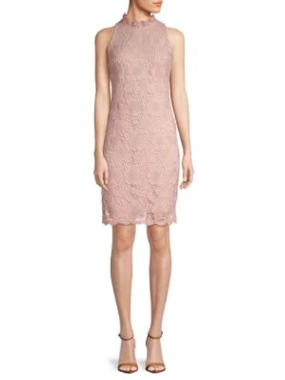 Shop Donna Ricco Sleeveless Lace Shift Dress In Blush