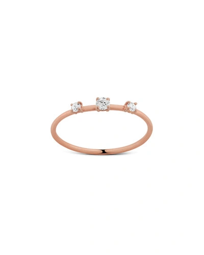Shop Lana 14k Solo Three-diamond Wire Ring In Rose Gold