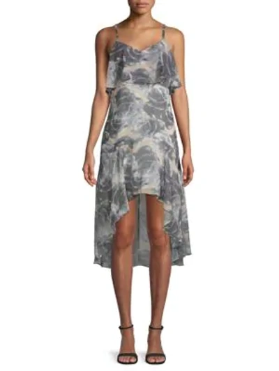 Shop Ali & Jay Floral-print Ruffled Dress In Grey