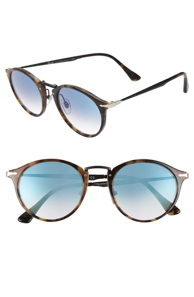 Shop Persol 51mm Round Sunglasses - Black Havana/ Blue Gradient