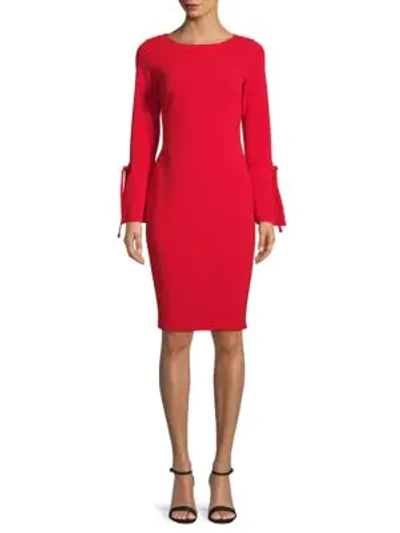 Shop Calvin Klein Bell-sleeve Sheath Dress In Red