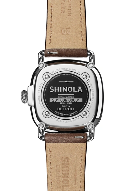 Shop Shinola The Guardian Leather Strap Watch, 36mm In Dark Brown/ White/ Silver