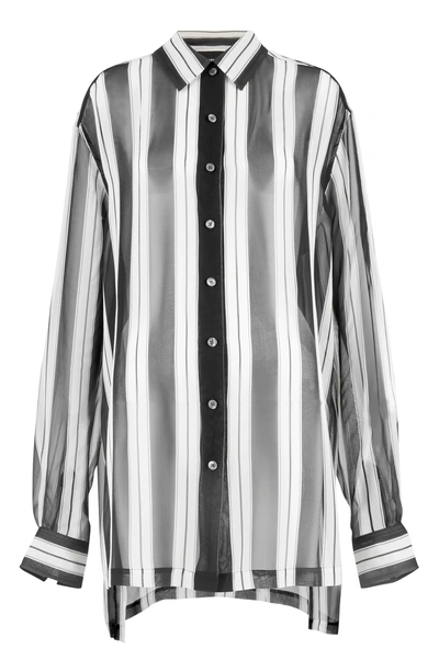 Shop Marc Jacobs Sheer Stripe Silk Shirt In Black/ Ivory