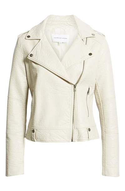 Shop Cupcakes And Cashmere Vivica Faux Leather Jacket In Bone