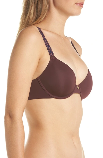 Shop Natori Pure Luxe Underwire T-shirt Bra In Cabernet/ Cadet Blue