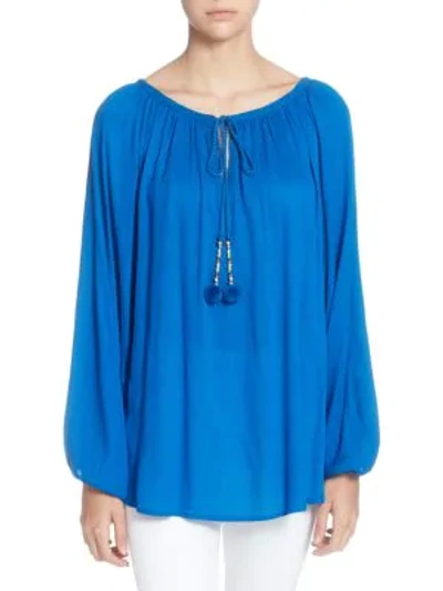 Shop Catherine Catherine Malandrino Sufi Long-sleeve Blouse In Blue