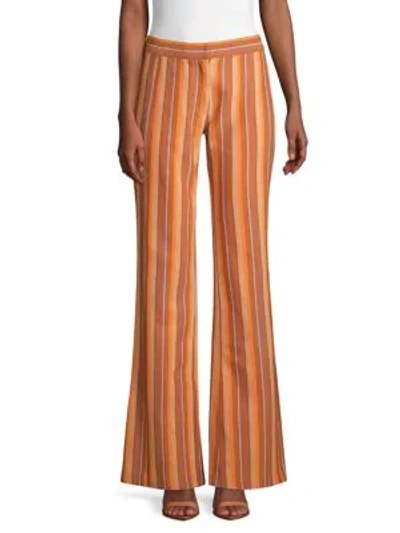 Shop Derek Lam Striped Cotton Trousers In Orange Multi