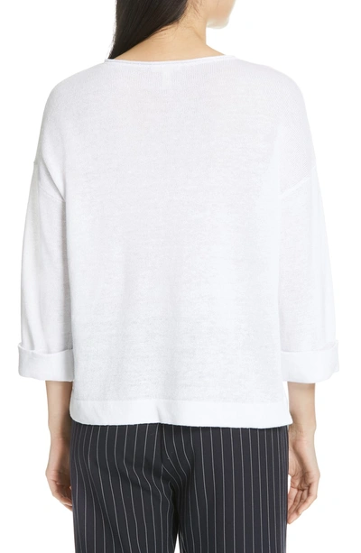 Shop Eileen Fisher Round Neck Organic Linen Top In White