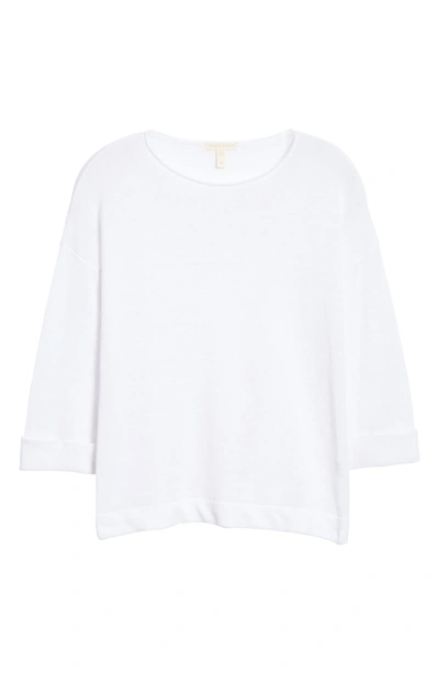 Shop Eileen Fisher Round Neck Organic Linen Top In White