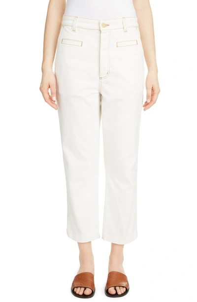 Shop Loewe Contrast Stitch Fisherman Jeans In White