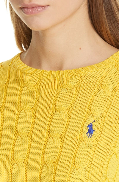 Shop Polo Ralph Lauren Cable Knit Cotton Sweater In Gold