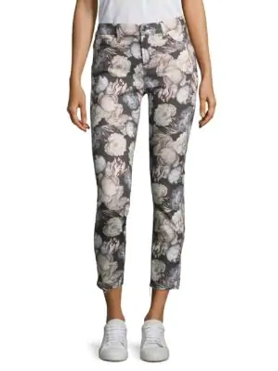 Shop 7 For All Mankind Floral Skinny Ankle Jeans In Grey Multi