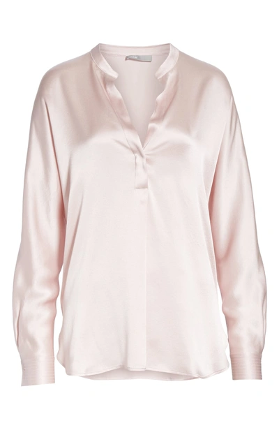 Shop Vince Band Collar Silk Blouse In Light Lilac