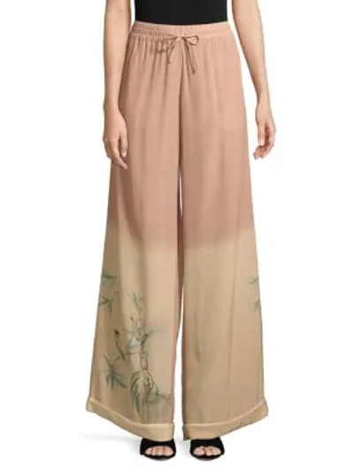 Shop Valentino Ombre Silk Pants In Beige