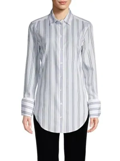 Shop Equipment Striped Button-down Shirt In White Blue Combo