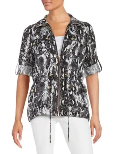 Shop Calvin Klein Printed Linen Jacket In Black Combo