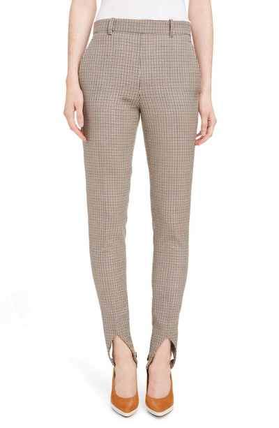 Shop Givenchy Checked Wool Stirrup Pants In 103-camel Plaid