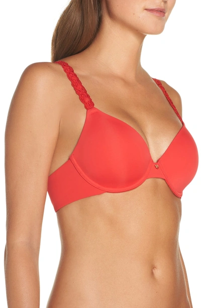 Shop Natori 'pure Luxe' Underwire T-shirt Bra In Lacquered Red