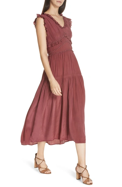 Shop Sea Hemmingway Ruffle Midi Dress In Plum