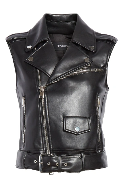 Shop Theory Bedford Vest Faux Leather Moto Vest In Black