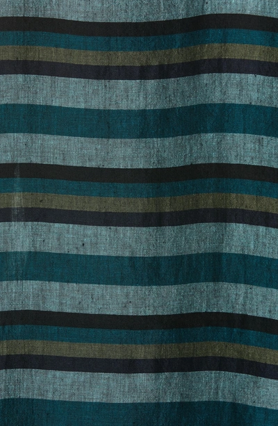 Shop Eileen Fisher Stripe Organic Linen Top In Teal