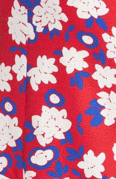 Shop Saloni Grace Print Silk Off The Shoulder Dress In Dahlia