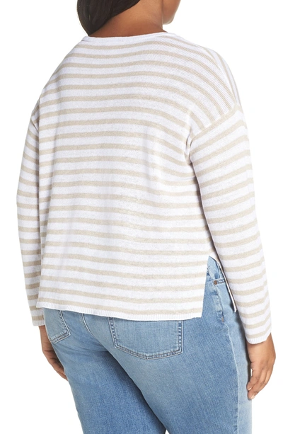 Shop Eileen Fisher Stripe Organic Linen Sweater In White Natural