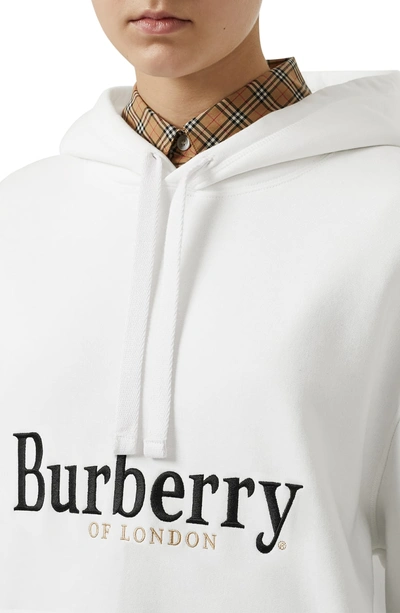 Shop Burberry Pelorus Archive Logo Embroidered Hoodie In White