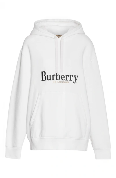 Shop Burberry Pelorus Archive Logo Embroidered Hoodie In White