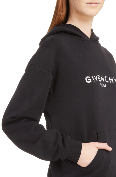 Shop Givenchy Paris Logo Hoodie In Black
