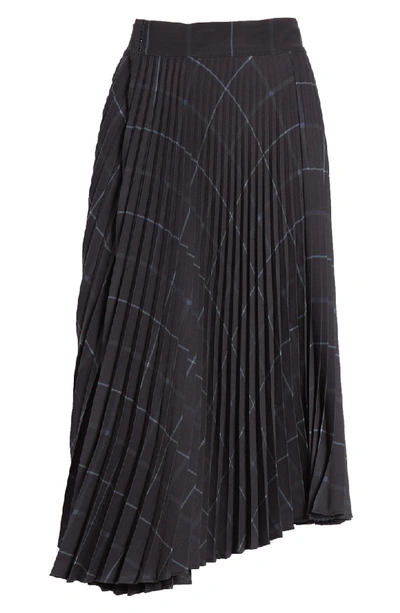 Shop Vince Grid Plaid Draped Pleat Skirt In Black