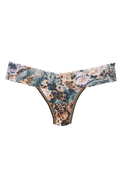 Shop Hanky Panky Safari Bloom Low Rise Thong In Black Multi